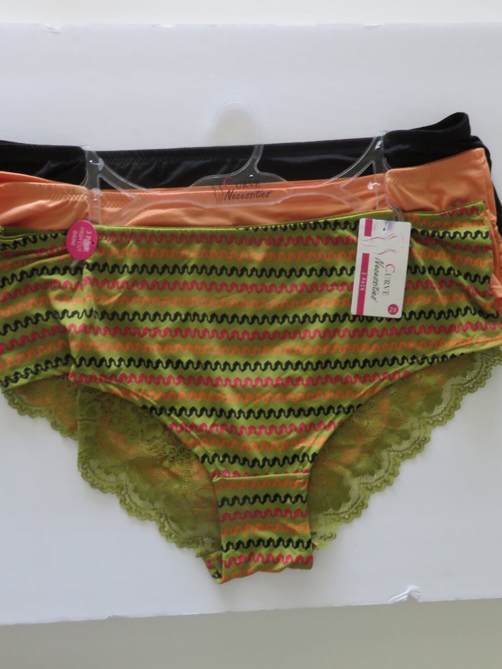 (#138) Curve Necessities High cut Bikini Panties Lace 3 Pair s